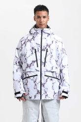 Men's Marble Pattern Multifunctional Waterproof Insulated Snow Jacket
